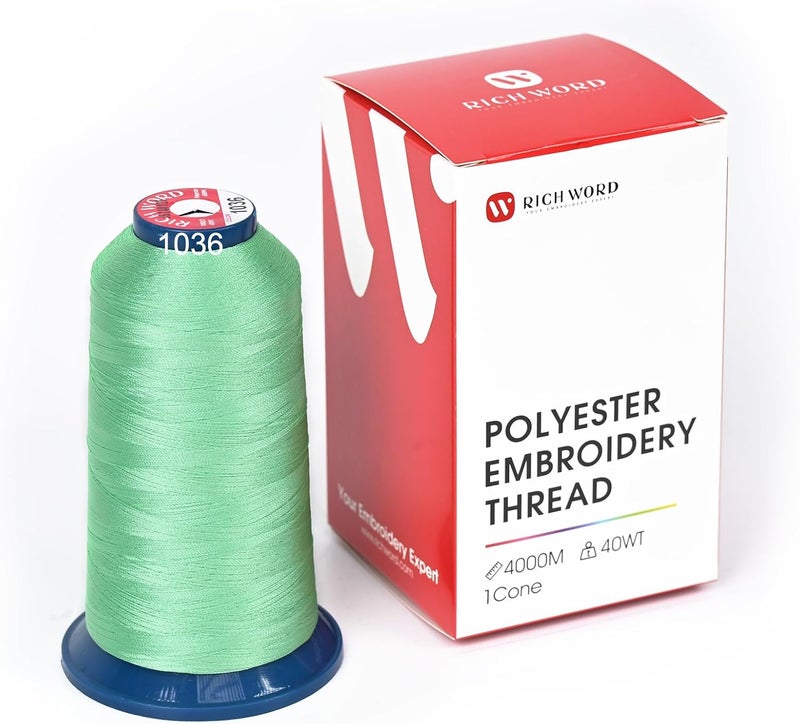 Poolin Richword Selected Green Embroidery Thread 4000M(4374Y) 40WT Polyester Thread 100 Colors Selected for Commercial Multi Needles and Single Needle Embroidery Machine 1036 - Image 1